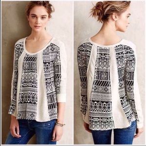 Anthropologie Lilka Geo Jacquard Swing Sweater